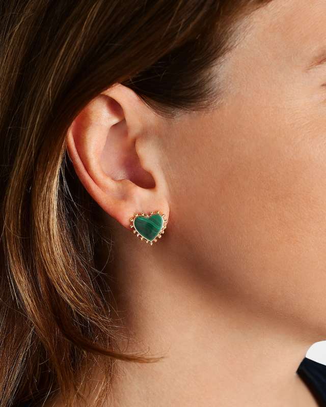 Heart Stone Stud Earrings